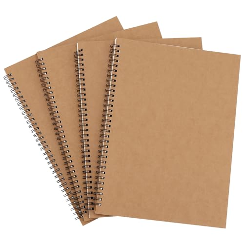 Carnets lignés A4 en kraft lot de 4 de bureau et d'école