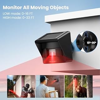 TECKNET Solar Wireless Driveway Alarm with 2600FT Long Range & 36 Melodies & 5 Volumes and Supports 4 Zones Weatherproof Motion Sensor Alarm to Protect Inside/Outside Property (1 Receiver 1 Sensor)