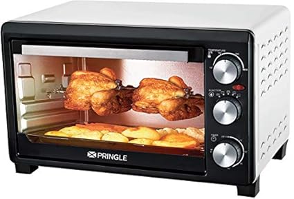 Pringle Oven Toaster Griller (OTG) - 28 litres, Black - with Rotisserie,Auto-Shut Off, Heat-Resistant Tempered Glass, Multi-Stage Heat Selection