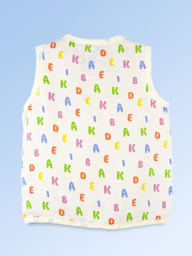 Image of Kidbea Bamboo Muslin Jhabla for Newborn Baby, V-Neck Sleeveless Button Jhabla Shirt, Soft Breathable Infant Kids Clothing for Summer Wear