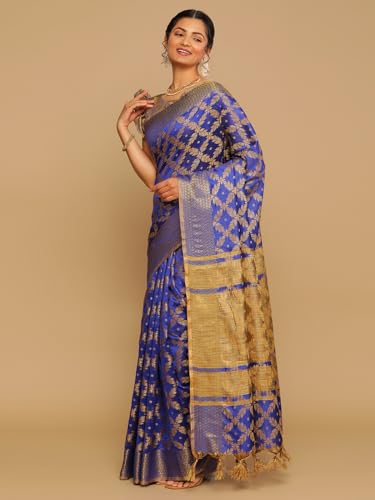 Image of SIRIL Women's Cotton Silk Jacquard Boarder Saree With Unstitched Blouse Piece