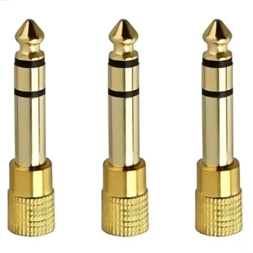 Kit 3 Plug Conector Adaptador P2 Fêmea para P10 Macho Estéreo – Gold Premium Áudio Profissional
