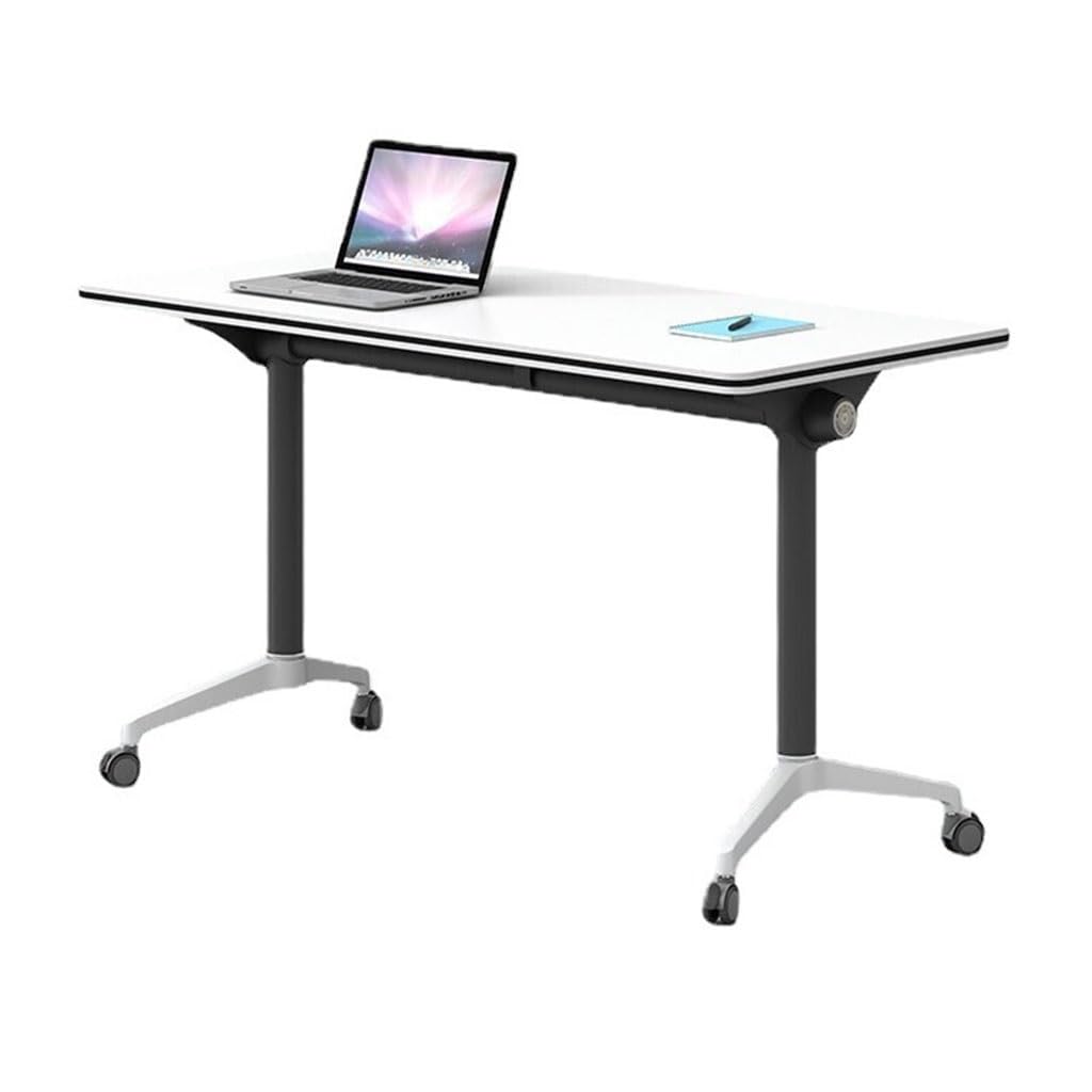 MYUYEE Mobile Desk Workstation, Multifunctional Folding Desk Portable Conference Meeting Desk With Wheels Spliceable Training Room Table