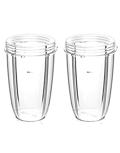 QWORK 24OZ Juicer Cups Compatible with Nutribullet 600W 900W Blenders Juicer Replacement Parts (2 Pack)