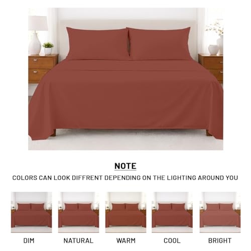 Image of SGI bedding 100% Egyptian Cotton Sheets Queen Size - Premium Luxury Hotel Sheet Set, Cooling & Breathable, Ultra Soft, 15 inch Deep Pocket, 4 Piece Bedding Set, Terracotta
