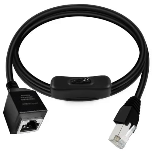 CABLEPELADO - Cable de Red RJ45 con Interruptor ON/OFF de 50cm – Cable Ethernet Macho a Hembra con Botón de Encendido/Apagado para Control Rápido de Conexión
