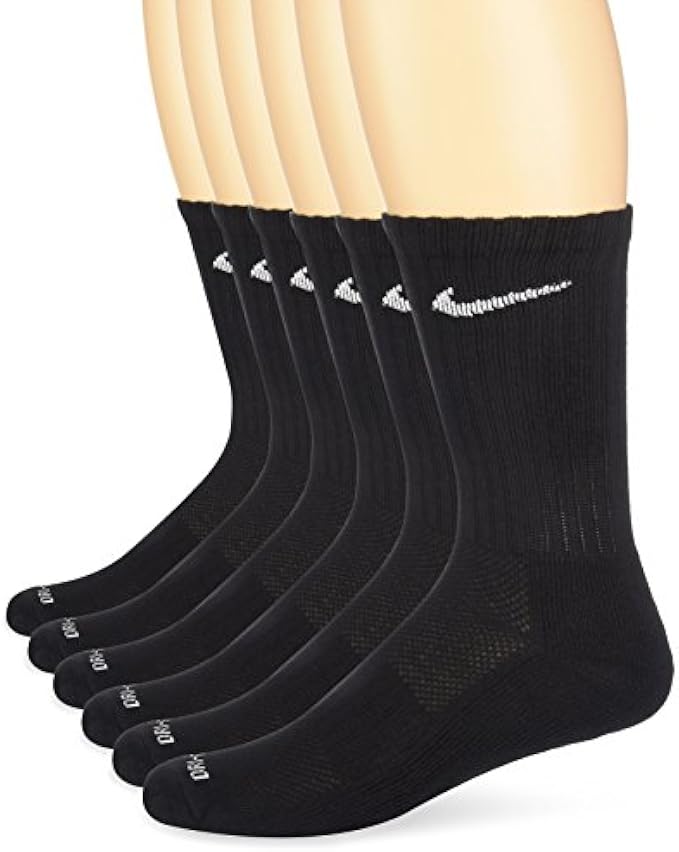 Nike Dri-FIT Crew Socks (Medium/6 Pairs) Black/White Size Medium
