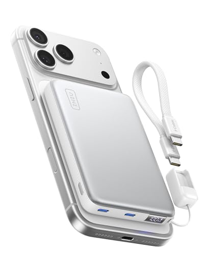 INIU for MagSafe Power Bank, Slimmest 25W Qi2.2 10000mAh Magnetic Portable Charger, 45W PD Fast Charging with USB C Cable, Battery Pack for iPhone Air 17 16 15 14 13 12 Only, White