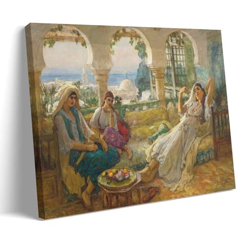 Frederick Arthur Bridgman Orientalist Art 'On The Terrace' Poster -