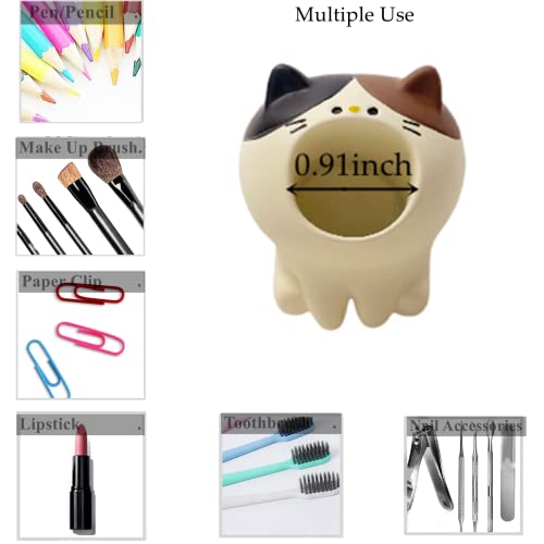 Hussatop Cute Small Pen Pencil Holder, Kawaii Resin Cat Dog Dinosaur Rabbit Animal Paper Clip Toothbrush Mini Storage Organizer Office Desk Decorations #TOP2