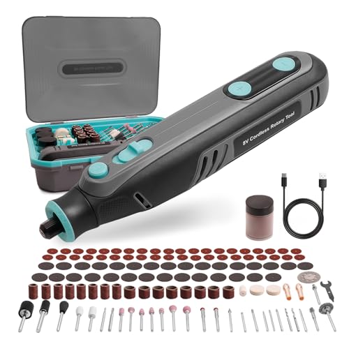Bluemars Cordless Rotary Tool kit 8V, Multifunction Tool Set with 122 PCS Accessories, 5 Variable Speed 7500-32000RPM, Led Display, Powerful Engraving Tool, Mini Sander, Polisher, for DIY & Handmade
