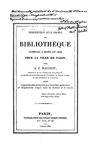 Description d'un projet de bibliothèque composé à Rome en 1833 (French Edition)