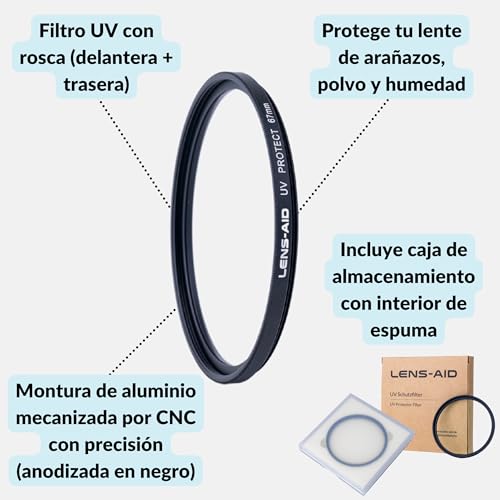 Filtro UV 67mm Lens-Aid con cristal Schott B270 para la protección de objetivos fotográficos 3