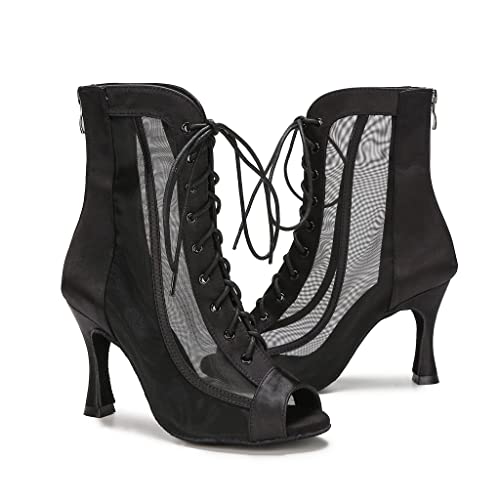 Ballroom Dance Boots Women Latin Salsa Dress Shoes Performance Practice Footwear 3.5 inch Heel YT2093