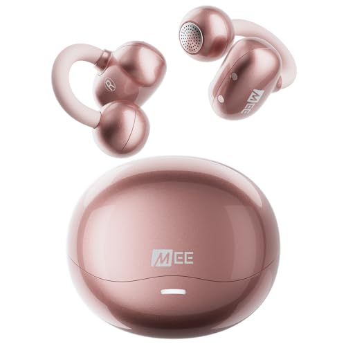 Image of MEE audio Pebbles Air Open Ear True Wireless Earbuds - Bluetooth 5.3 Lightweight Earclip Headphones with Headset Microphone & Call Noise Reduction for Gym /Workouts /Sports and Gaming (Rose Gold /Pink)