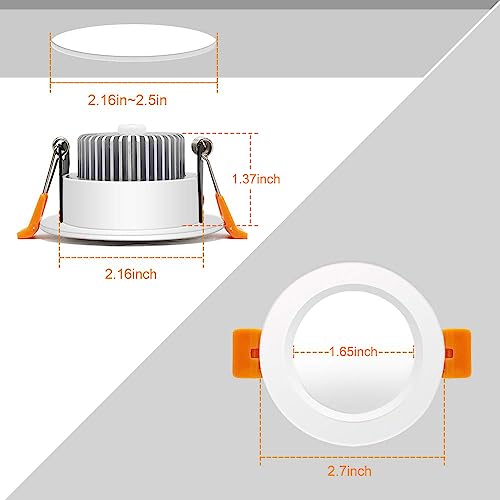 BIRRAY 2 Inch LED Recessed Downlight, 5000K Daylight White, 3W (35W Halogen Equivalent) Dimmable LED Ceiling Light with Driver, CRI 80+, 6 Pack by BIRRAY - Used condition - Image 3