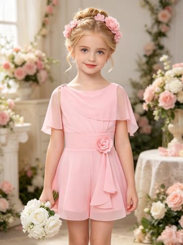 Vestido salopette corta formal niña con acabados de alta costura para eventos 6