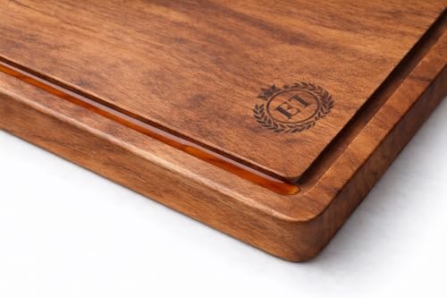 Image of Teak Wood Chopping Board | Solid Wooden Cutting & Serving Tray | Large, Durable, Natural Finish