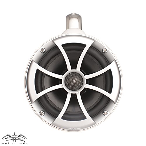 Simptronic Tech Wet Sounds Icon8-Wfc 8" White Fixed Clamp Tower Speakers & Wet Sounds Ht-2 600 Watt Amplifier #TOP4