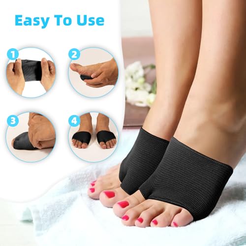 Image of 2 Pairs Metatarsal Pads Women and Men, Fabric Metatarsal Pads with Gel Pads, Metatarsalgia Insoles Provides Relief for Sesamoiditis, Metatarsalgia, Morton's Neuroma Metatarsal Gel Pads (S, Black)