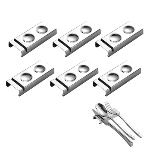 maiwalk Chopstick Rest Holders Spoon Fork Knife Stand Rack Stainless Steel Flatware Utensil Cutlery Stand Rest Holder for Home Restaurant KKitchen Table Decoration (Silver, Set of 6)