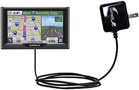Gomadic Intelligent Compact AC Home Wall Charger Suitable for The Garmin nuvi 57/58 LM LMT - High Output Power with a Convenient, Foldable Plug Design - Uses TipExchange Technology