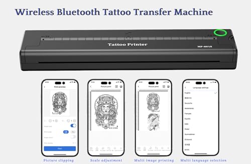 boermeize Impressora de transferência de estêncil de tatuagem sem fio, tatuagens profissionais, mini