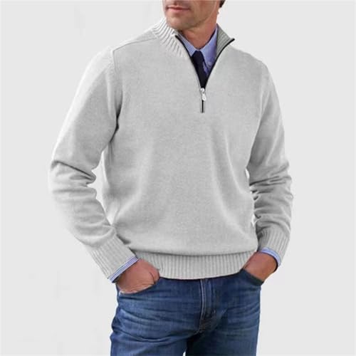 JEKE-DG Men's Thermal Fashion Basic Pullover Quarter Zip Up Casual Outdoor Sweater Knitted Slim Fit Solid Sweaters4