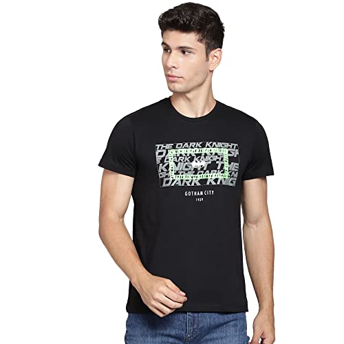 Image of Free Authority Batman Printed Regular Fit Black Cotton Men's T-Shirt