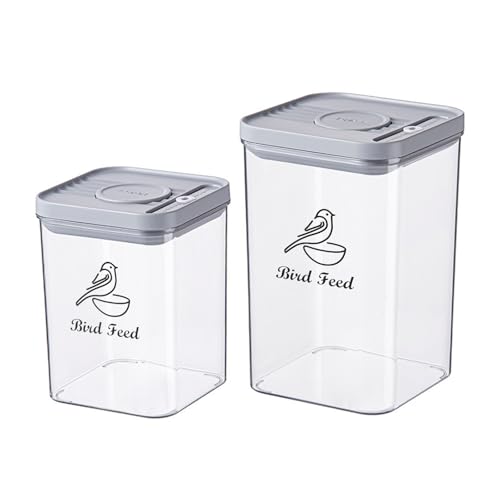 Brabtod - Brabtod Set of 2 Airtight Bird Seed Storage Container,78oz+48oz POP Bird Food Container,with Bird Food Scoop,Wild Bird Seed Box for Storing Sunflower Seed-BPA Free - -9%