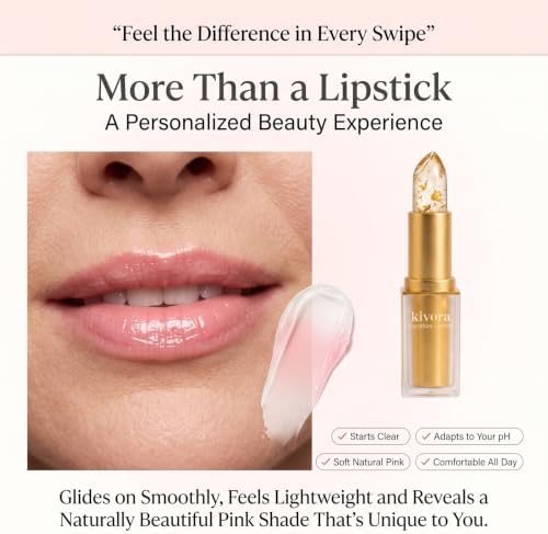 Nuvie Kivora Lipstick, Signature Clear Ph Color Changing Lipstick with Hyaluronic Acid, Hydrating Lip Balm for Mature Lips, Long Lasting Moisturizing Lip Color, Sheer Natural Pink，1Pc — view 8