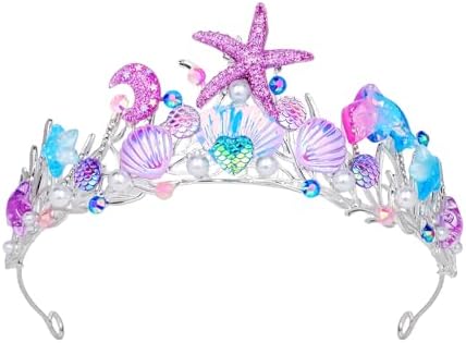 YARIEW Mermaid Birthday Decorations Mermaid Crown for Women Starfish