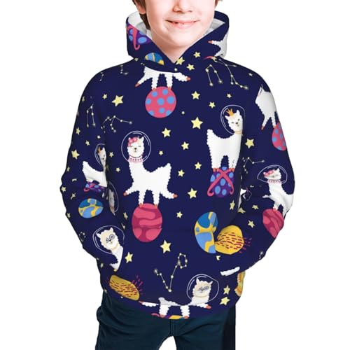 Lama in Space Kids Pullover Hoodies Boys Sweatshirts Girls Athletic Clothes with Pocket2