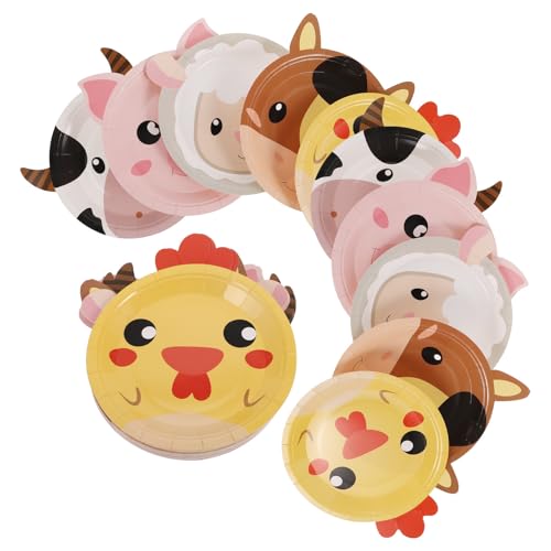 GETAJGHSD 50piezas Platos de Papel con Diseño de Animales de Granja Platos Desechables Reforzados para Fiestas de Cumpleaños y Eventos Temáticos para Regalos y Decoración de Fiesta Rural