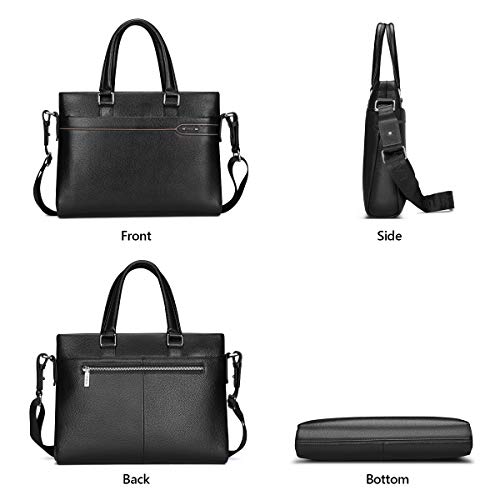 Laorentou Leather Briefcases For Men, Genuine Leather Mens Business Shoulder Bags With Adjustable Shoulder Strap Men's Laptop Handbags Computer Bags Mens Business Bags Gift For Father's Day(Black) #TOP4