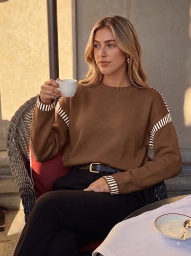 Image of Dokotoo Sweaters for Women Oversized Crewneck Long Sleeve Knit Sweater Tops