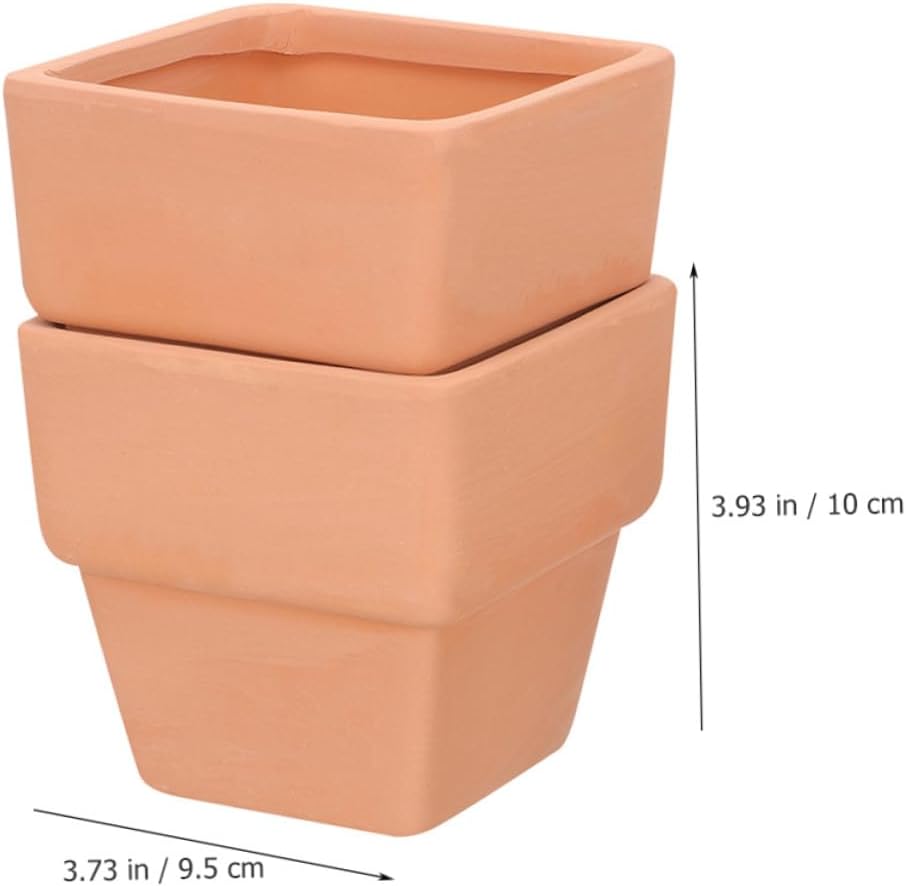 Veemoon Red Pottery Succulent Pots Square Terracotta Planter 10.5x9cm Indoor Home Desktop Bonsai Plant Holder with Breathable Design