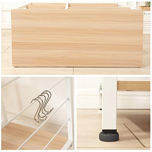 Soges Microwave Cart Coffee Station, Kitchen Bakers Rack, Utility Microwave Oven Stand Storage Cart, Workstation Shelf, White Oak 172-Mo #TOP4