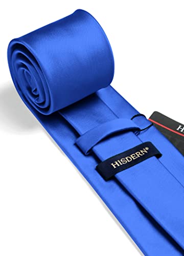 Image of HISDERN Mens Solid Color Ties Formal Satin Necktie and Pocket Square Set Classic Wedding Business Tie & Handkerchief