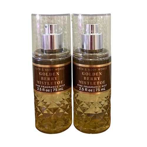Bath & Body Works Mini Travel Size Fine Fragrance Mists, 2.5oz Each, Set of 2 (Golden Berry Mistletoe)