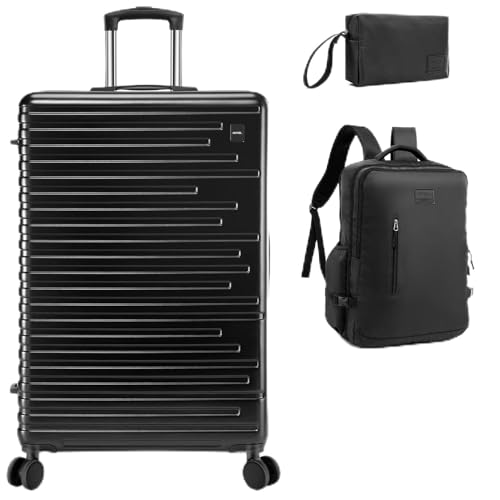 Image of Hoteel Luggage Sets 3 Piece, 4-Year Warranty, Carry-On Luggage with Dual-Spinner Wheels, PC+ABS Hardside Suitcase Set with TSA Lock, Durable Carry On Suitcase, Beign(20IN /DB /TB)