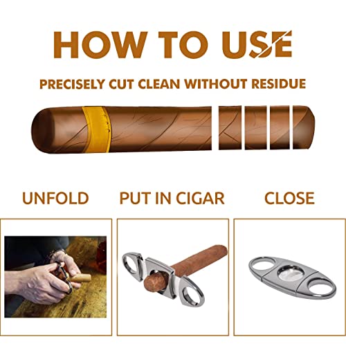 69Bourbons Cigar Cutter Stainless Steel Guillotine Double Cut, Portable Smooth Cigar Clipper With 1 Inch Diameter Hole Suitable For Most Cigars - Perfect For Groomsmen & Smokers, Gift For Dad #TOP4