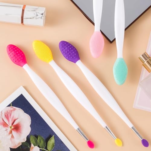 Image of MAYCREATE5Pcs Blackhead Nose Scrubber Brush 3-in-1 Double Head Pore Cleaner Deep Soft Silicone Bristles Exfoliation Tool for Nose & Facial Pores, Blackhead & Sebum Removal