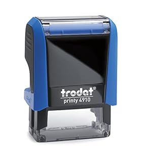Trodat Printy Line 4910 (Bleu, Small 26x9mm) Tampon encreur professionnel personnalisé, auto-encreur, tampon d'entreprise, tampon d'adresse