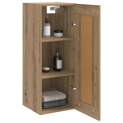 Armario de pared roble Artisan de madera 34.5cm con puerta reversible para salón 4