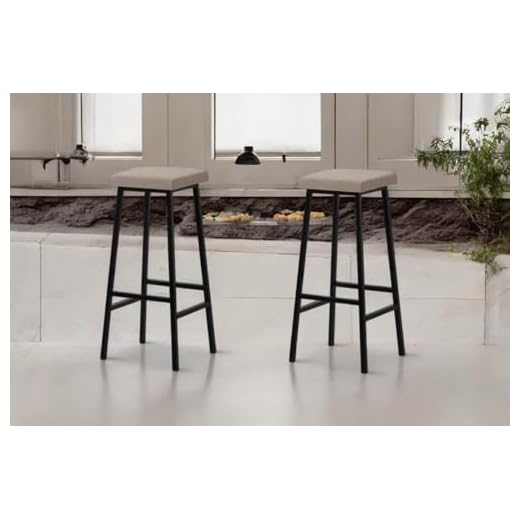 D+MOB Kit 2 Banquetas Cozinha Americana Balcâo Area Gouemet Tecido Linho Areia