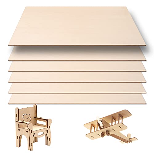 6 Pieces Basswood Sheets 12 X 24 X 1/8 Inches Unfinished Wood Sheet Thin Craft Plywood Diy Wood For House Aircraft Ship Boat School Wooden Model Project (12 X 24 X 1/8 Inches) #TOP7