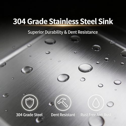 Image of Wallace 304 Grade Silver Single Bowl Multifunction Kitchen Sink 24 x 18 x 10 Inch | Stainless Steel Workstation Sink with Integrated Waterfall Cup Washer Drain Basket RO Tap & Pull Down Faucet