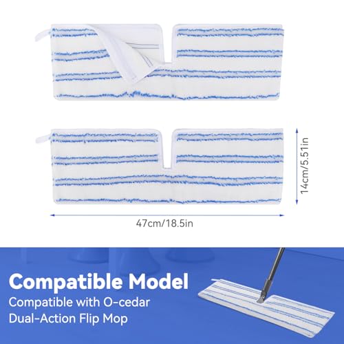 Mop Heads Replacements Compatible with O-Cedar Dual-Action Flip Mop - Microfiber Mop Replace Pads for Dry/Wet Use - Reusable Washable Dust Mop Refills for Floor Cleaning,5 Pack - Thumbnail 3