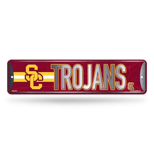 Rico Industries NCAA Southern California Trojans - USC Metal Street Sign 4" x 15" Home Décor - Bedroom - Office - Man Cave